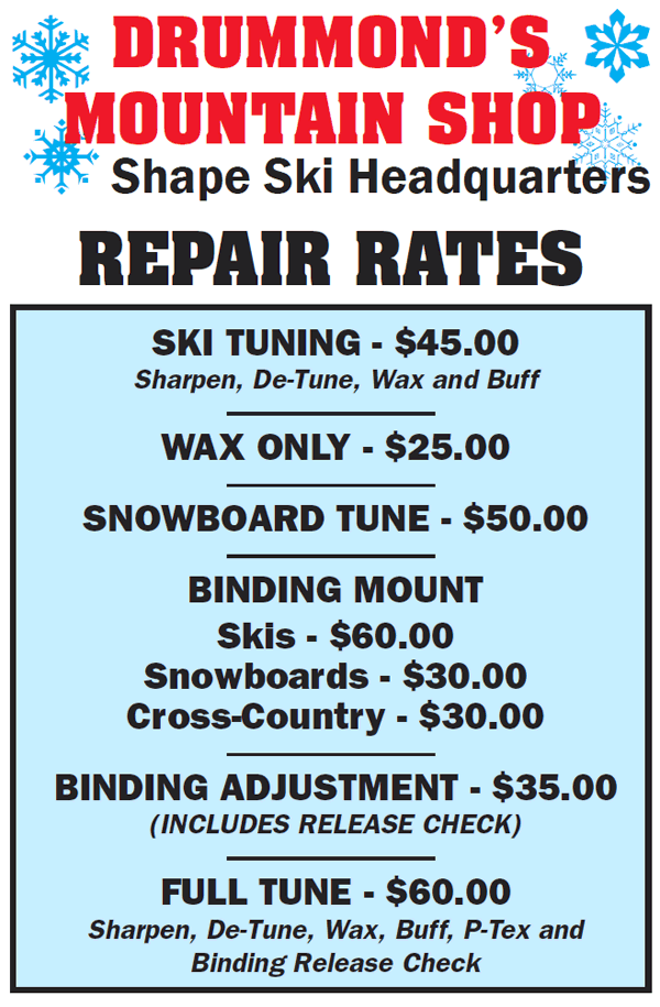 Ski Repair Rates